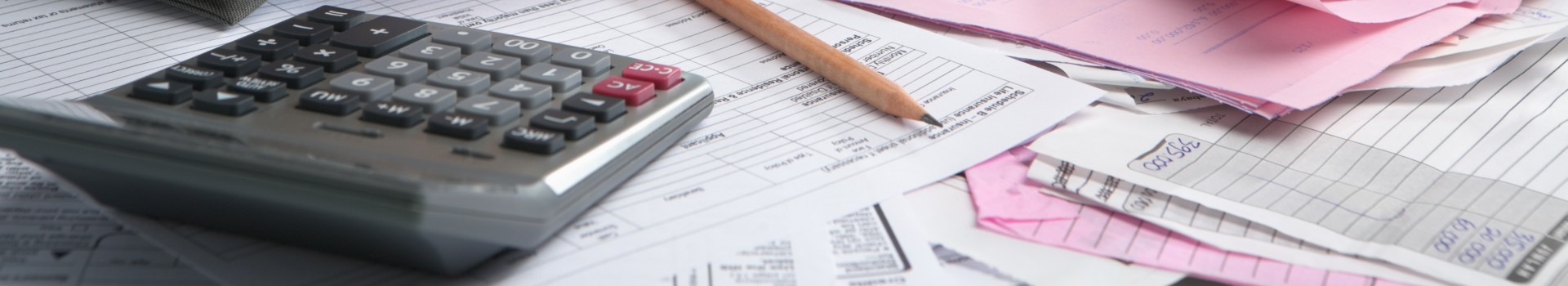 Calculator and paperwork